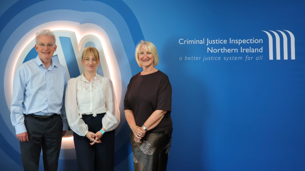 Jacqui Durkin, Chief Inspector and James Corrigan, Deputy Chief Inspector with new CJI Inspector Joanna Milliken.