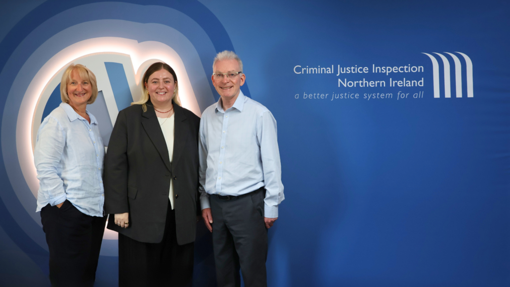 From left to right: Jacqui Durkin, CJI Chief Inspector; Nadine Fullerton, CJI Inspector and James Corrigan, CJI Deputy Chief Inspector.